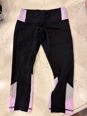 Women’s Black Leggings with Lavender Accent